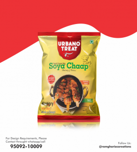 urbano treat soya chaap,soya chaap pouch,soya chaap pouch design,soya chaap packing design,soya chaap,soya chaap mockup,pouch design,packing design